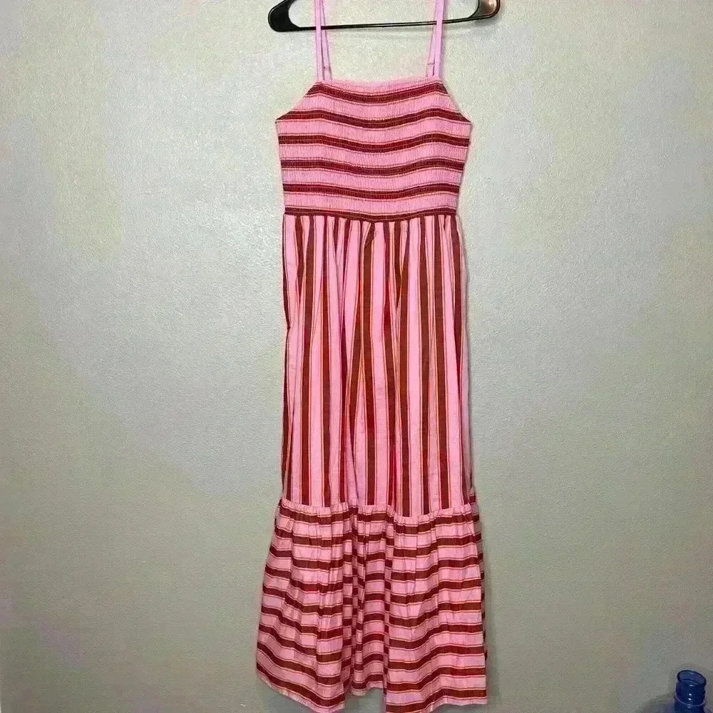Kate Spade Calais Stripe Smocked Dress Sz M